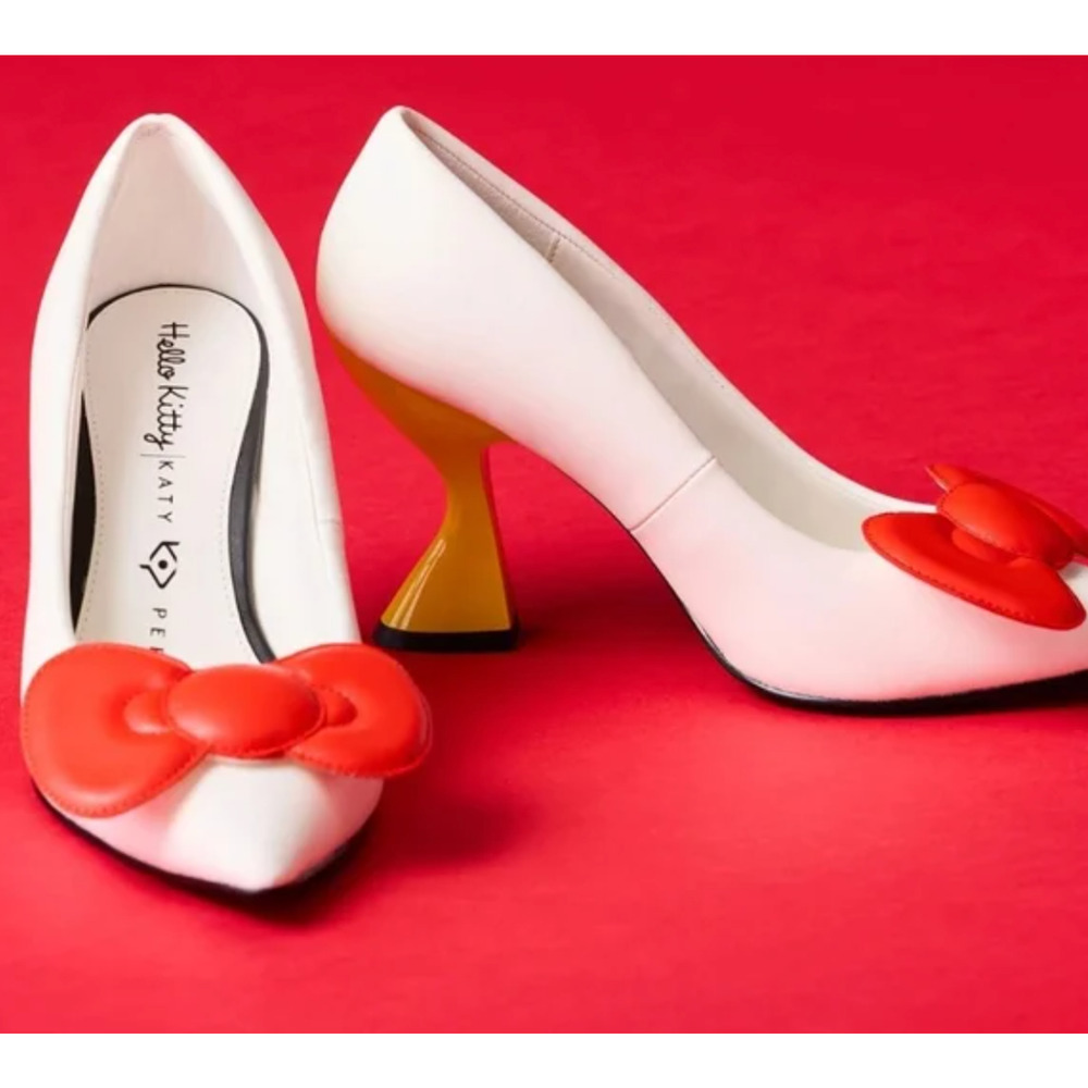 HELLO KITTY X KATY PERRY COLLECTIONS SANRIO BOW HEEL PUMPS HIGH HEELS SHOES 7.5 - Picture 7 of 15